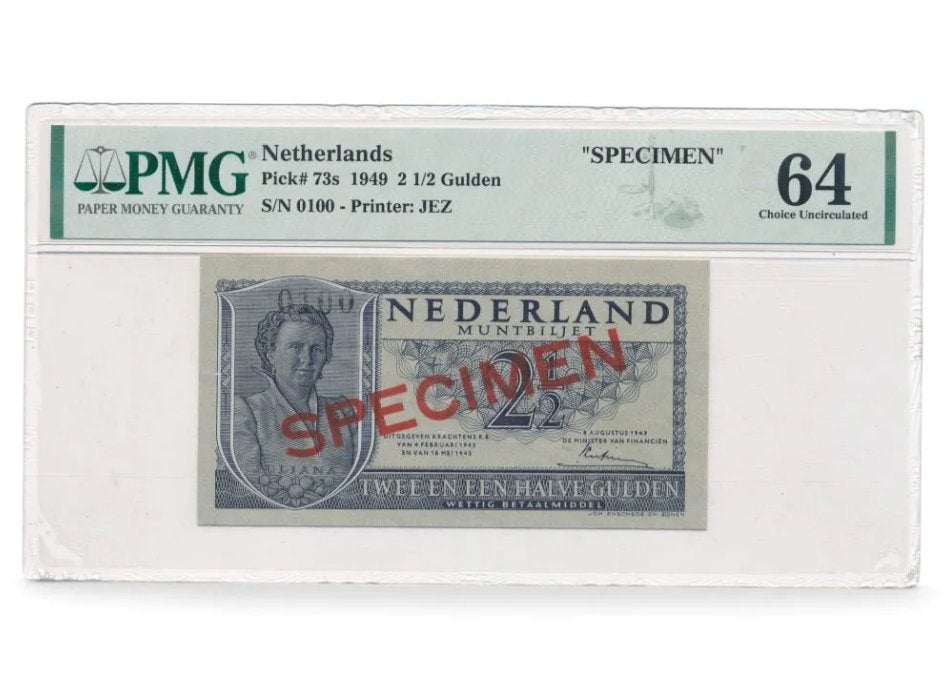 Nederland 2,5 Gulden 1949 Juliana Specimen PMG64, Ophalen of Verzenden, 2½ gulden, Los biljet