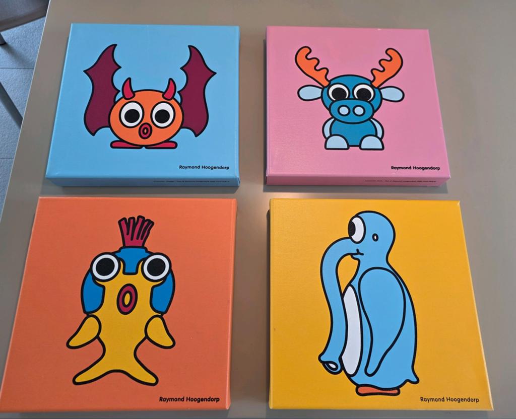 Kleurrijke schilderijtjes voor de kinderkamer - 30x30 cm, Antiek en Kunst, Ophalen