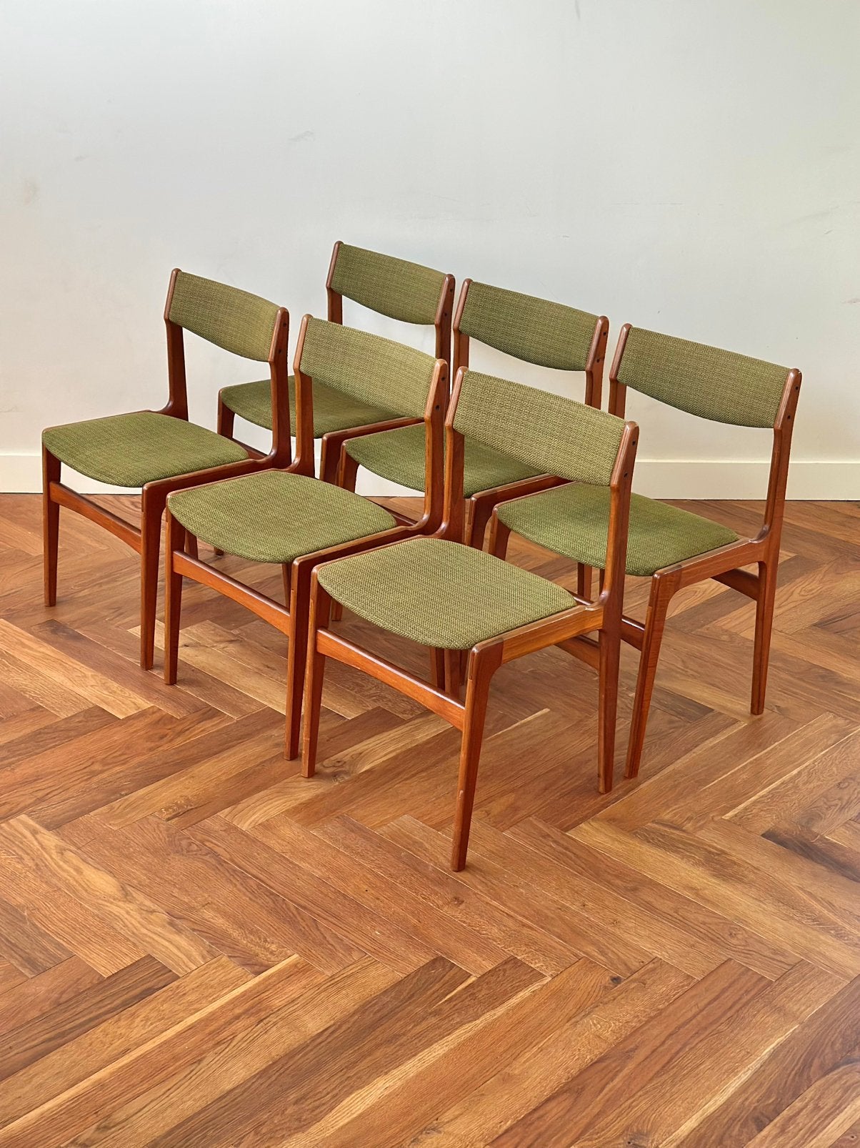 Set 6 vintage stoelen Erik Buch Deens design jaren 50/60/70, Ophalen, Gebruikt, Overige kleuren, Stof