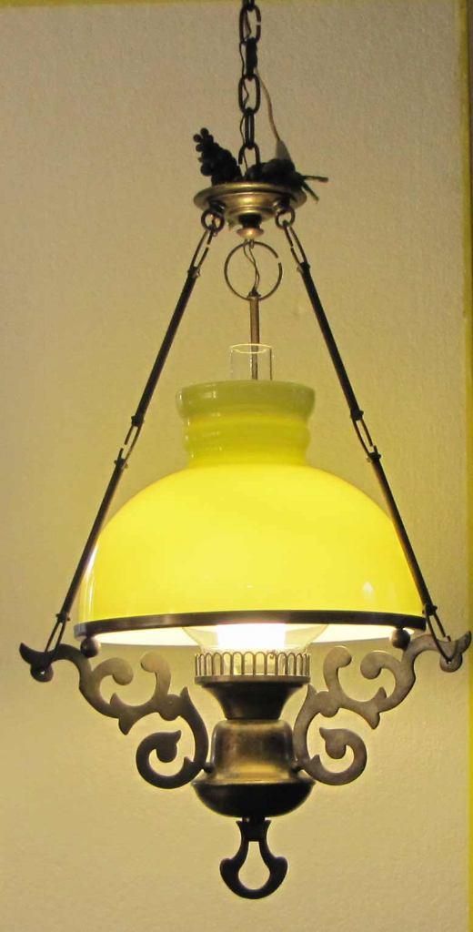 Koperen plafondlamp stijl olielamp, Ophalen