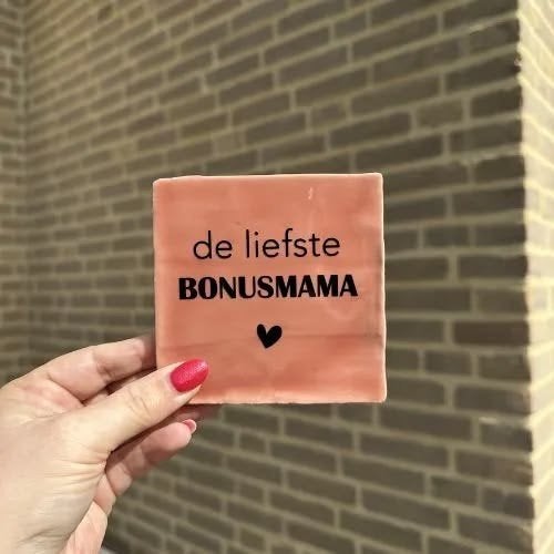 Nieuw tegeltje met tekst 'de liefste BONUSMAMA', Ophalen of Verzenden, Nieuw, Roze, Steen/keramiek