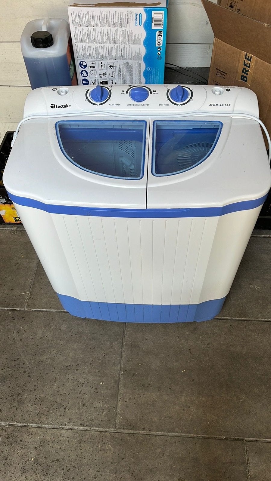 Tectake Mini Wasmachine met Dubbele Trommel, Ophalen, Minder dan 1200 toeren, Minder dan 85 cm, Minder dan 4 kg