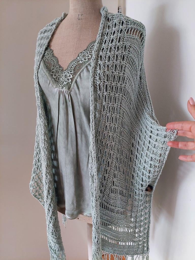 combiset: Grof gehaakt kimono vest met top mt 38 tot 44-46, Kleding | Dames, Truien en Vesten, Maat 38/40 (M), Nieuw, Ophalen of Verzenden