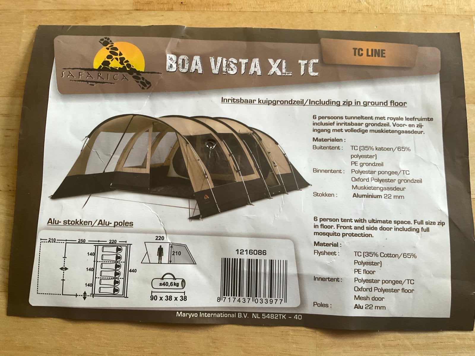 Safatica Boa Vista XL TC 6-persoons tunneltent, Ophalen, Zo goed als nieuw, Tot en met 6