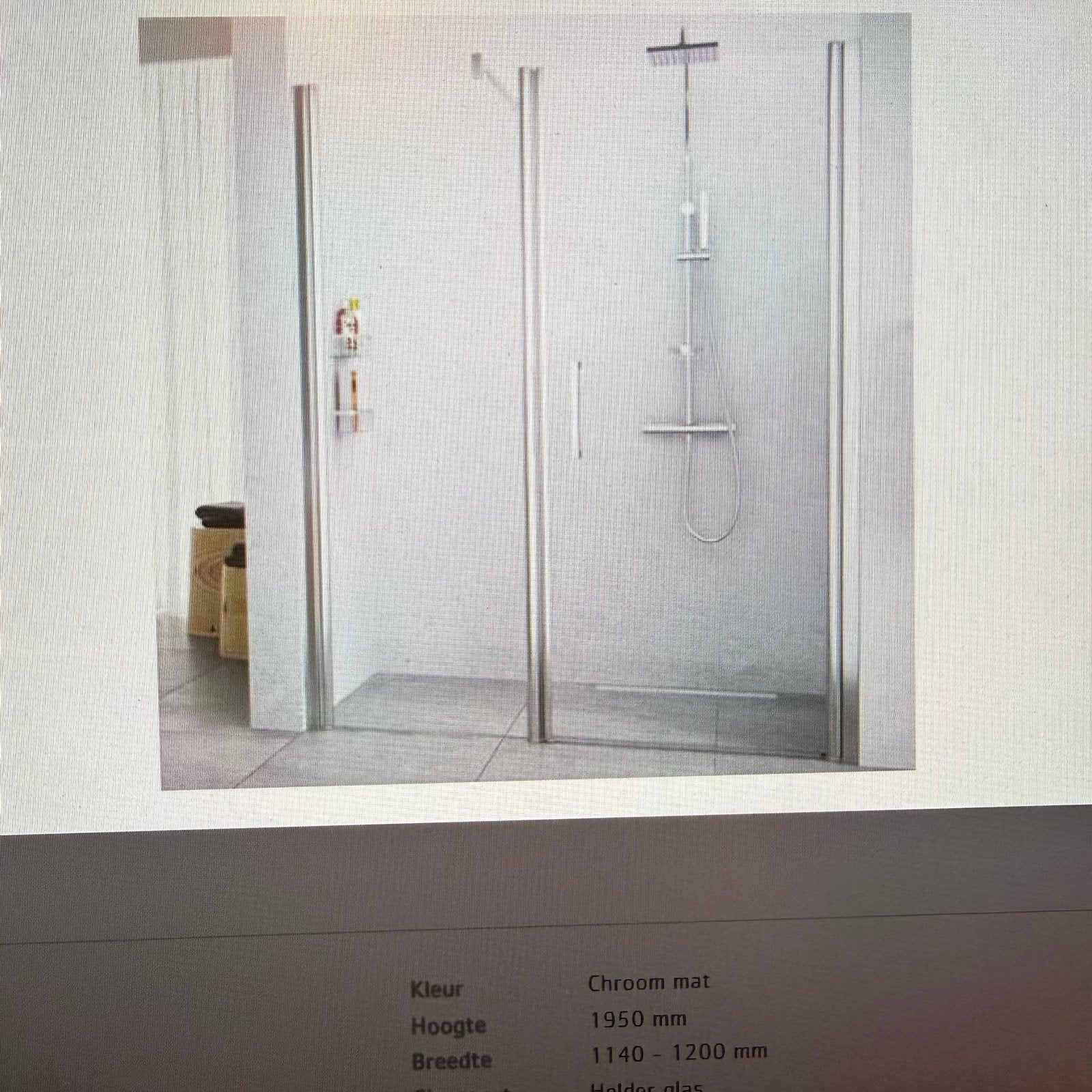 Novellini Douchewand - Chroom mat, 1950- (126-132 )cm, Ophalen, Nieuw, Met douche