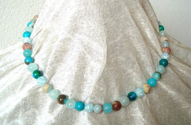 Ketting van halfedelsteen in turuqoise, Info.adorabeads@gmail.com, Want 18 Hoogvliet, Adorabeads, Overige kleuren