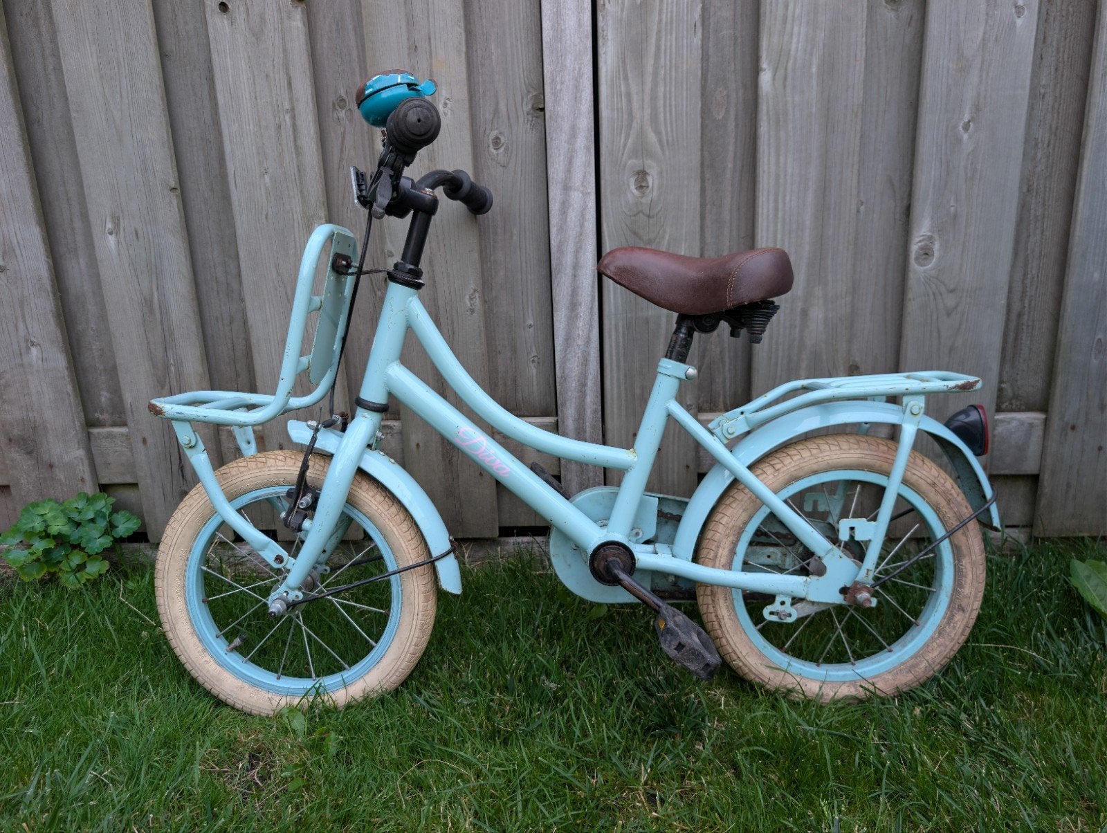 Meisjes fiets blauw, 16 inch, Gebruikt, Ophalen of Verzenden, Handrem, Schijfrem