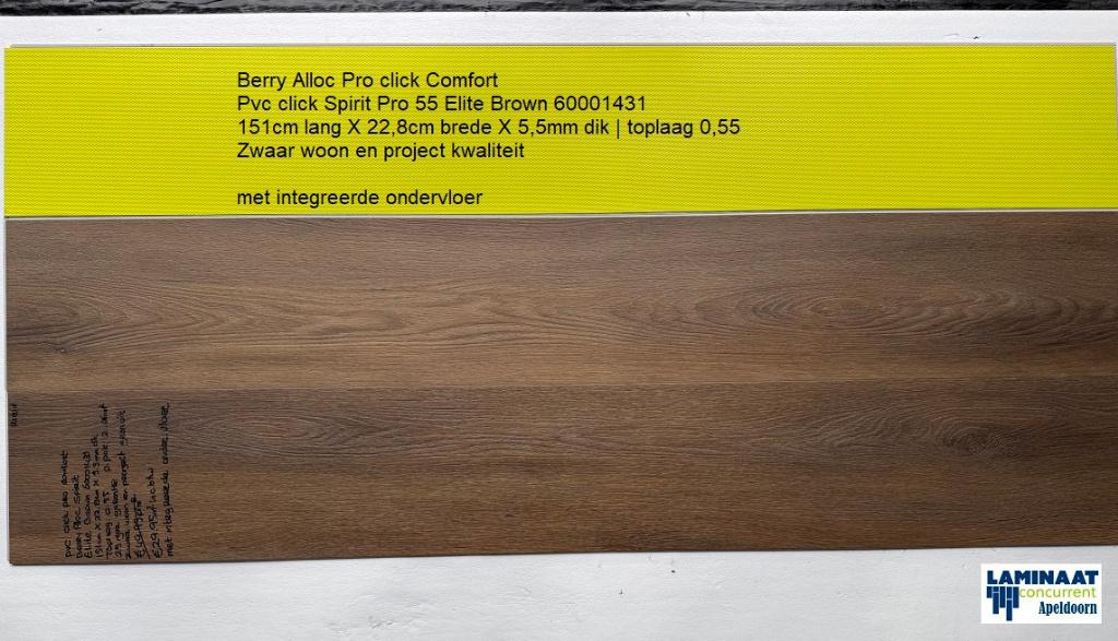 Pvc click Spirit Elite Brown met integreerde ondervloer, Bruin, 75 m² of meer, Pvc click bruin met integreerde ondervloer, Nieuw