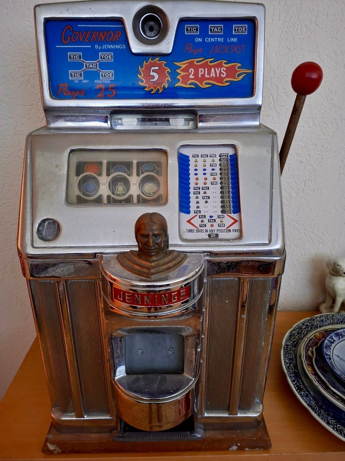Jennings Governor Tic Tac Toe Gokkast Jaren '50/'60, Verzamelen, Overige munten, Ophalen of Verzenden, Gebruikt