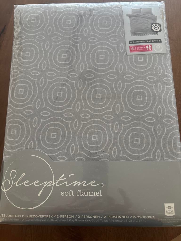 Nieuw Soft Flanel Dekbedovertrek Lits-jumeaux, Ophalen of Verzenden, Nieuw, Grijs, Dekbedovertrek