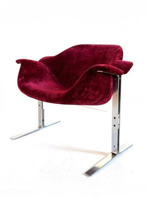 Vintage verlours & chrome fauteuil, Kembo ‘60