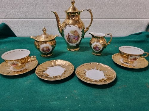 mokka servies 22k gold bareuten waldsassen bavaria, Ophalen of Verzenden, 'T Olde Gre-j, Info@toldegrej.nl, Endepoelstraat 20f Didam