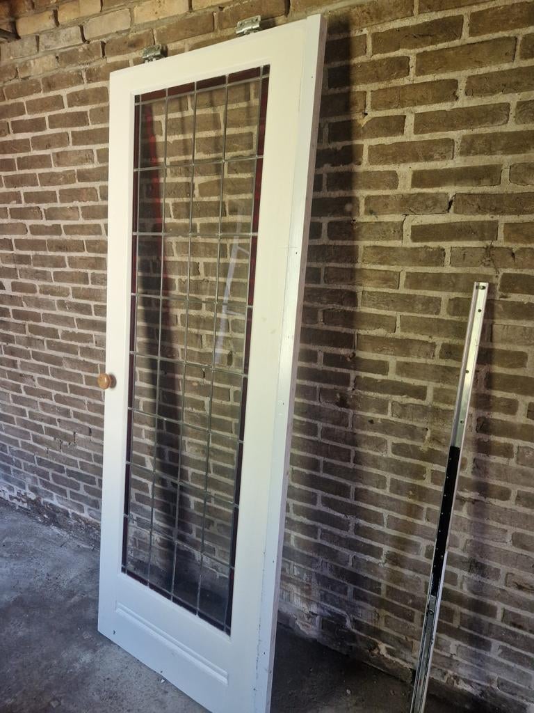 Glas en lood Schuifdeur, Ophalen, Hout, 75 tot 150 cm, Deurkozijn