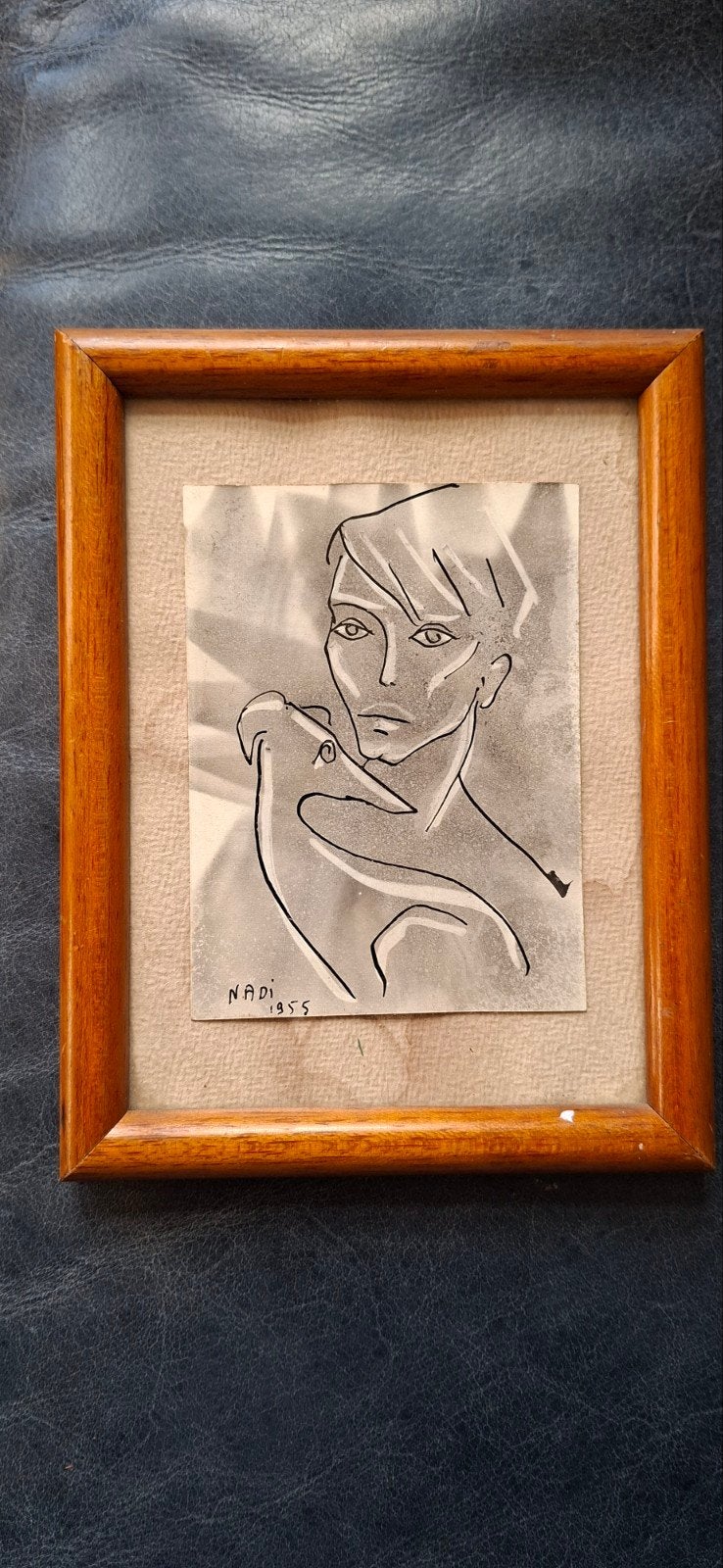 art deco meisje met hond nadia 1955, Ophalen of Verzenden