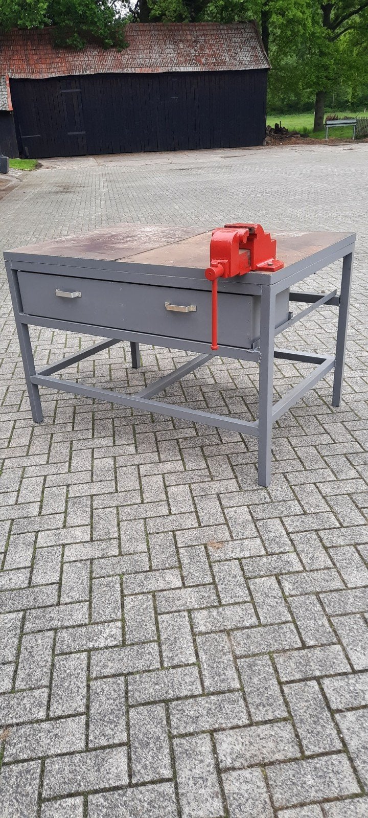 te koop zware werkbank 140x90x90 met grote  bank schroev, Ophalen, Gebruikt, 170 cm of meer