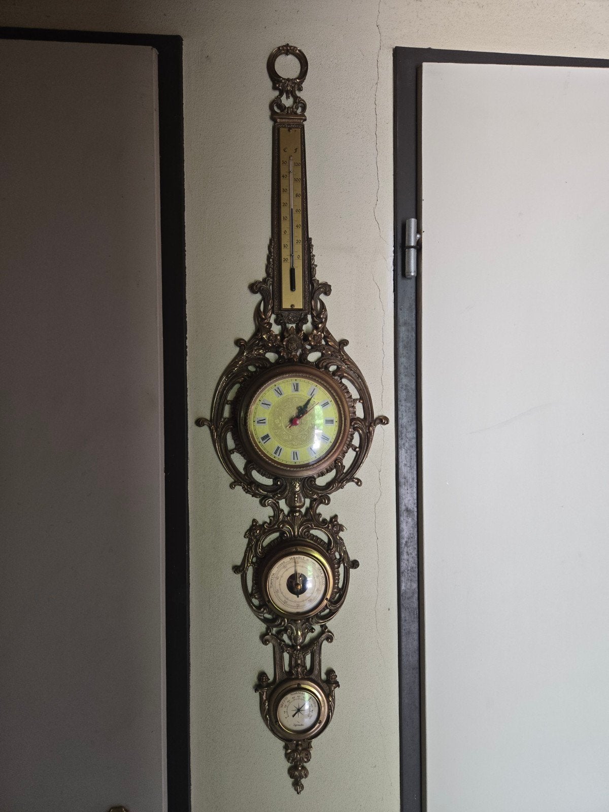 Grote klok barometer hygrometer thermometer italiaans, Antiek en Kunst, Ophalen