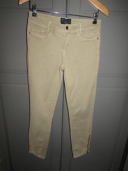 G708 Expresso mt 38 broek beige printje ritsen stretch, Maat 38/40 (M), Beige, Zo goed als nieuw, Lang
