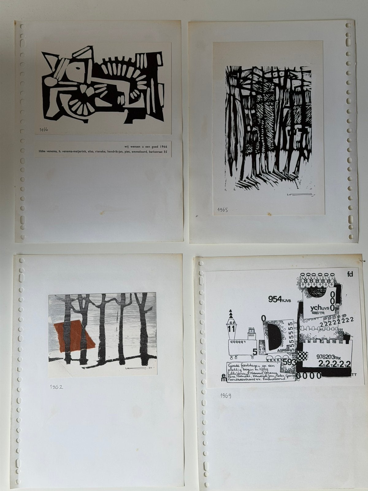 Libbe Venema - 9 werken waaronder Linosnedes, Antiek en Kunst, Kunst | Litho's en Zeefdrukken, Gesigneerd, Ophalen of Verzenden