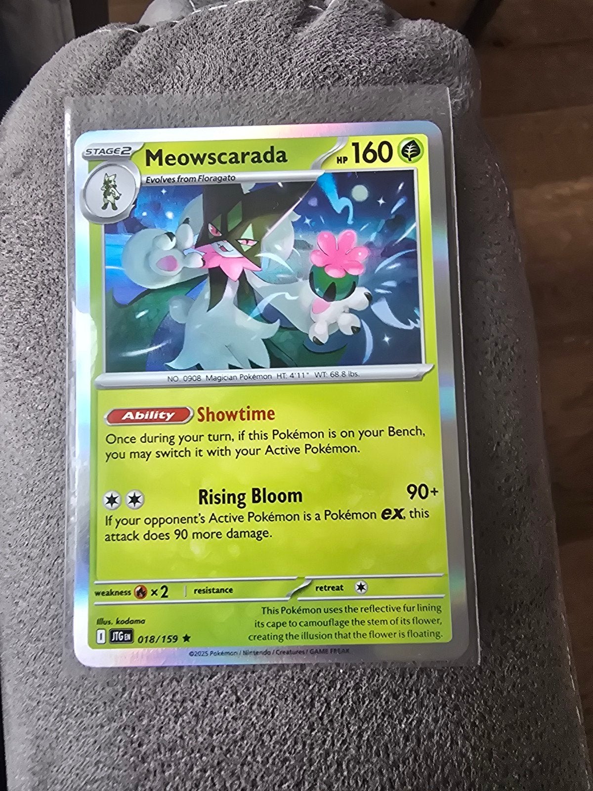 Meowscarada Pokémon Kaart 018/159 - Nieuwstaat, Ophalen of Verzenden, Zo goed als nieuw, Losse kaart