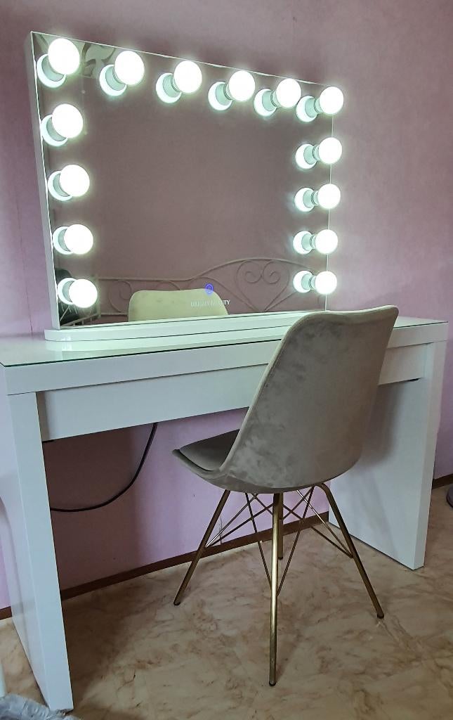 COMPLEET DAMES /MAKE-UP TAFEL MET LED SPİEGEL/STOEL, Ophalen, Overige materialen, Eenpersoons, Wit