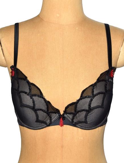 Nieuwe Pleasure State sexy bh, gaas, beige/zwart, Mt. 75 C, Pleasure State, Verzenden, Zwart, BH