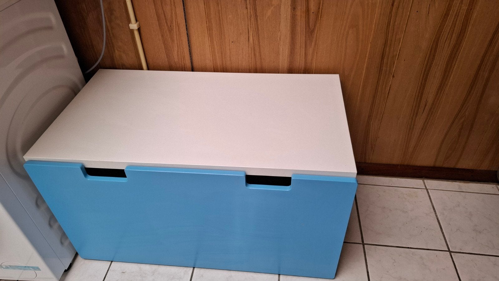 Blauwe en witte opbergkist / speelgoedkist ikea, Ophalen, Overige typen