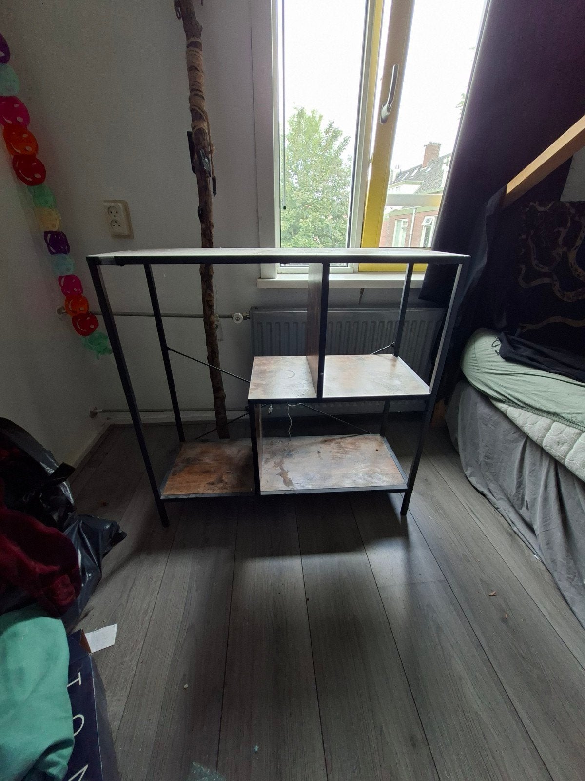 Industriële stellingkast met houten planken, Huis en Inrichting, Kasten | Stellingkasten, Ophalen, Gebruikt