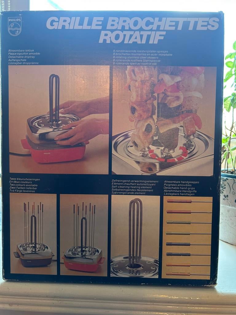 Philips roterende vleesgrill met receptenboekje., Witgoed en Apparatuur, Gourmetstellen, Ophalen of Verzenden, Nieuw, 8 personen of meer