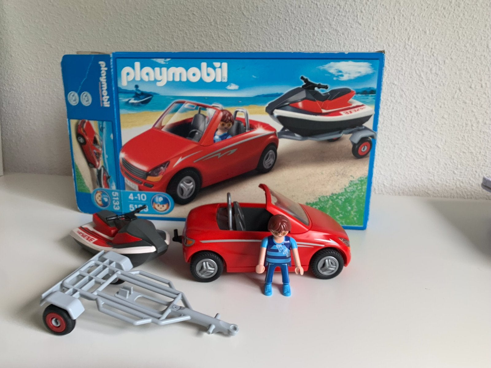 Playmobil 5133 - Cabrio auto met jetski, Ophalen of Verzenden, Gebruikt, Complete set