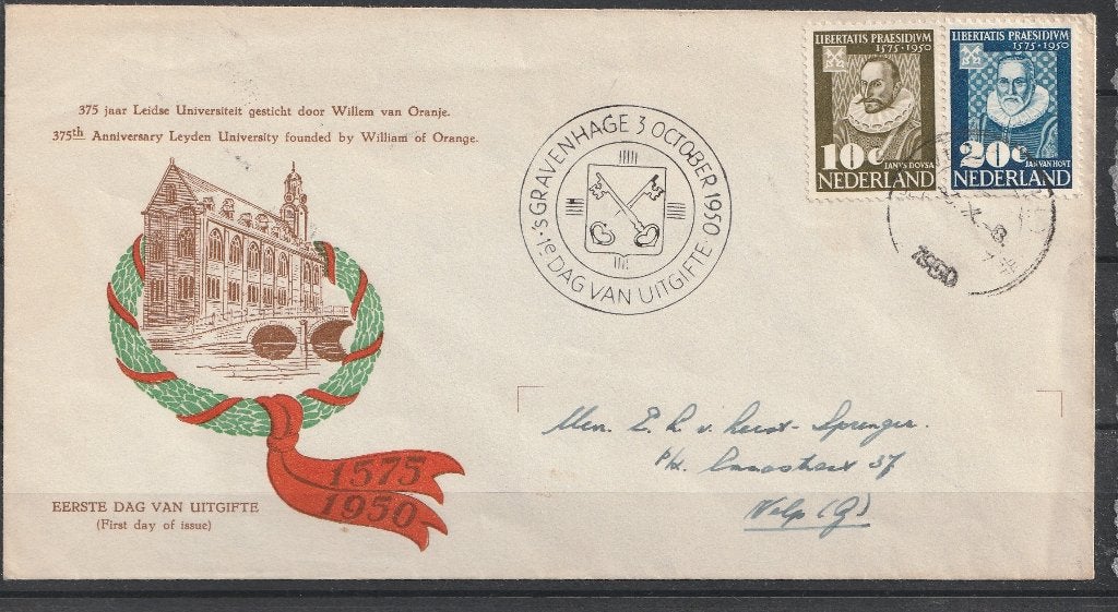 E3  1950  Leidse Universiteit, Ophalen of Verzenden, Na 1940, Gestempeld