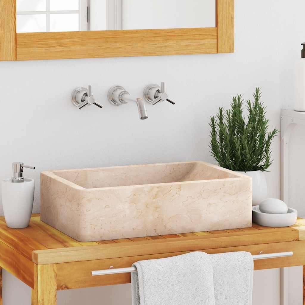 Gootsteen 45x30x12 cm marmer hoogglans crème GRATIS BEZORGD!, Verzenden, Overige typen, Nieuw, Nvt