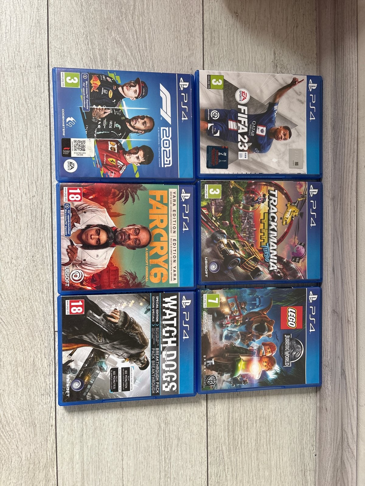 PS4 Games Bundel: F1 2021, FIFA 23, Far Cry 6, Watch Dogs, T, Gebruikt, Vanaf 18 jaar, Racen en Vliegen, Eén computer