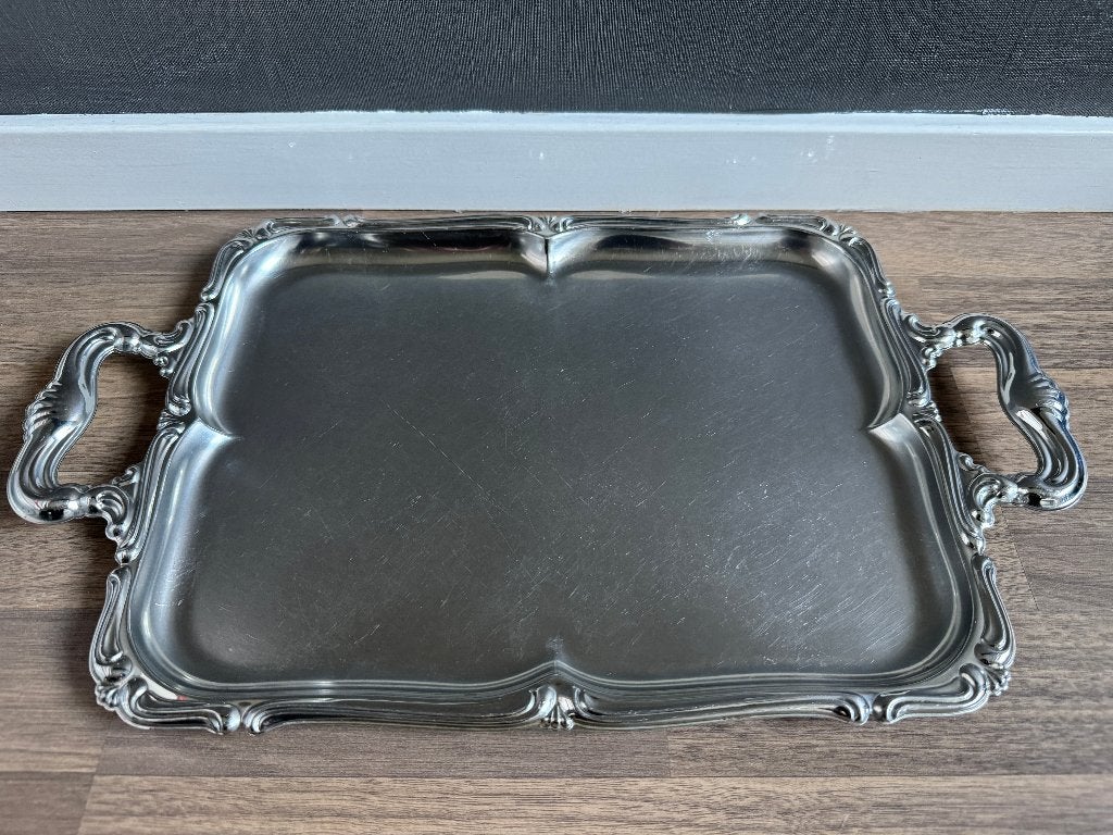 Vintage zilverkleurig dienblad, Ophalen of Verzenden
