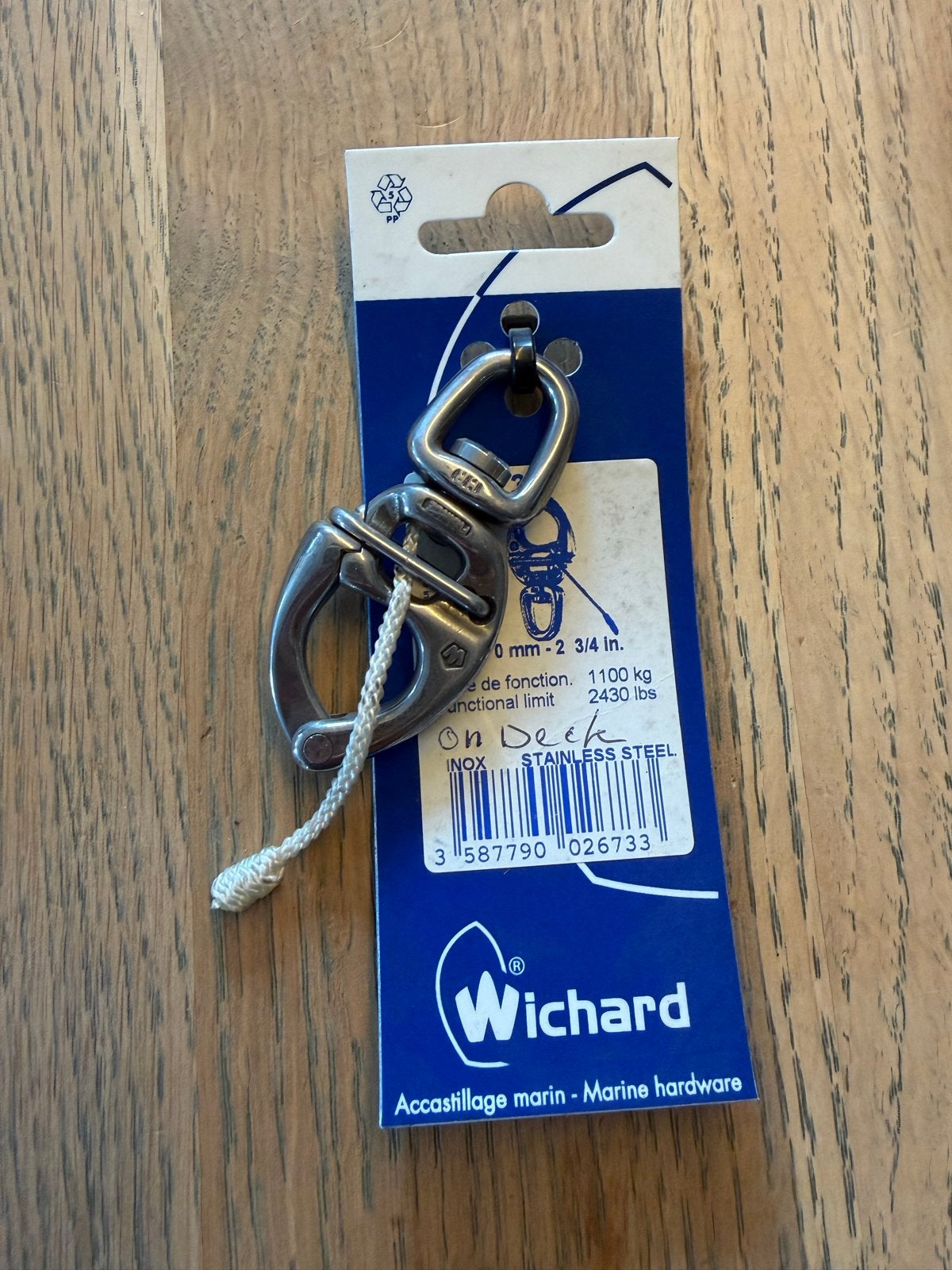 Wichard 2673 HR Quick Release snapsluiting 70 mm, Ophalen of Verzenden, Nieuw, Lijn of Blok