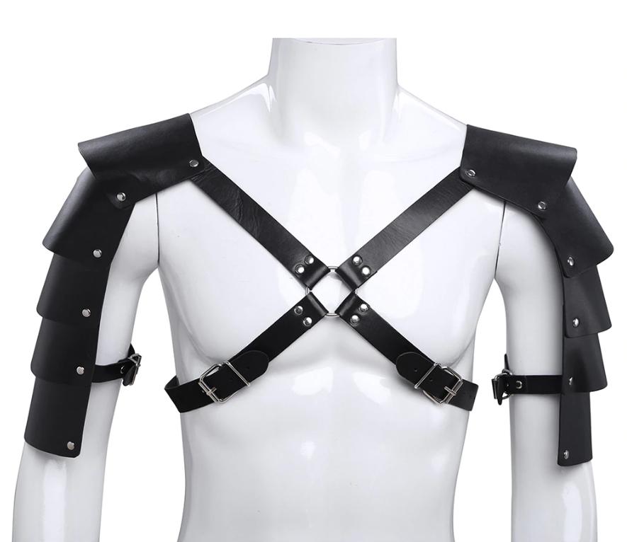 Heren zwart borst harnas / gay body leren club kostuum, Verzenden, Nieuw, Overige thema's, Accessoires