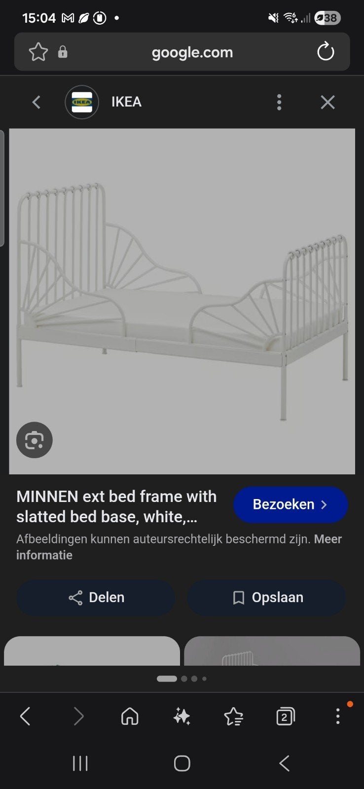 IKEA Minnen meegroeibed wit 80x200 - Gloednieuw!, Verstelbaar, Eenpersoons, Wit, Nieuw