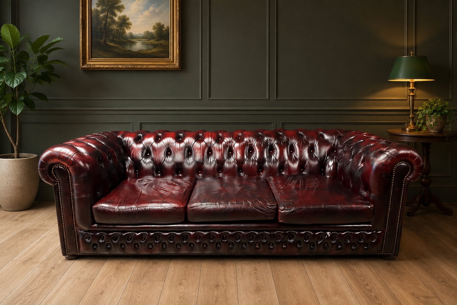 Klassieke Chesterfield Lederen 3 Zits Bank !!, Ophalen of Verzenden, Zo goed als nieuw, 75 tot 100 cm, Leer