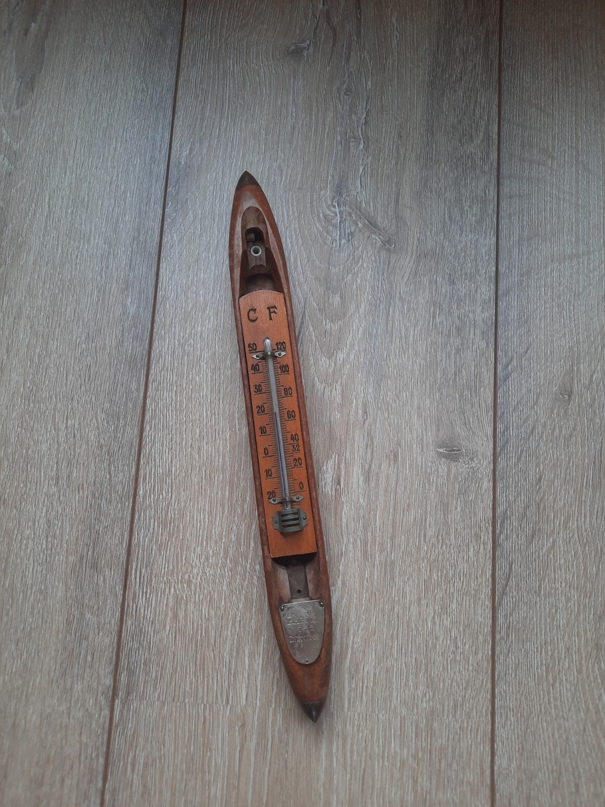 Antieke Pasen 1956 Twenthe Weversspoel Thermometer, Gebruikt, Ophalen of Verzenden, Overige merken, Hout