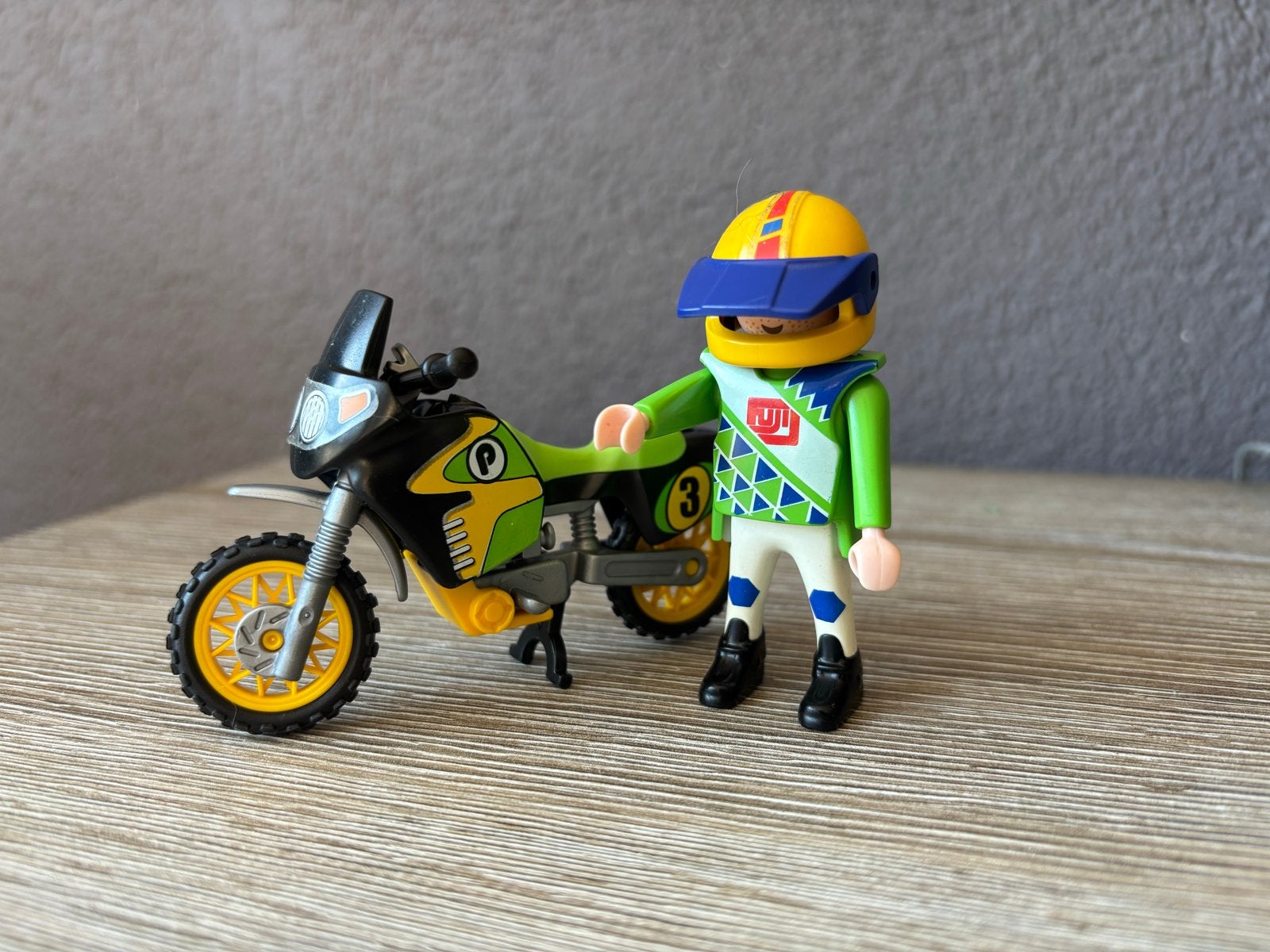 Playmobil man met motor - Crossmotor, Kinderen en Baby's, Ophalen of Verzenden, Zo goed als nieuw