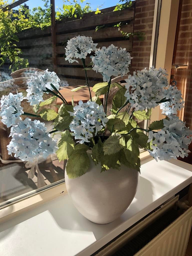 Handgemaakte poederblauwe hortensia’s ., Overige materialen, 50 tot 75 cm, Blauw, Ophalen of Verzenden