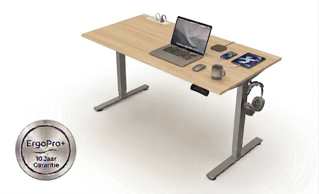 ErgoPro+ Zit-Sta Bureau | 140x80cm licht eiken, Huis en Inrichting, Zit-sta bureau, Verzenden, Hout, Nieuw