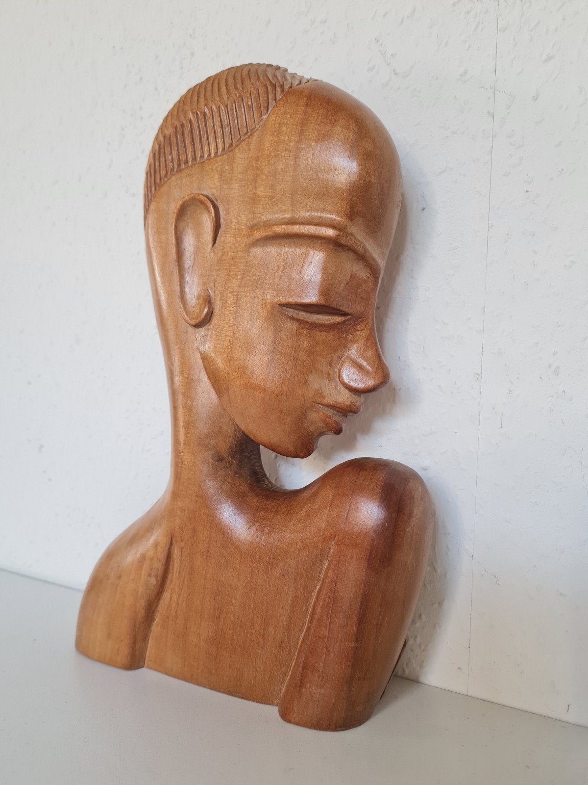 Art Deco Houten Buste 'Afrikaanse Vrouw' - Hagenauer Stijl, Art deco, Buste, Ophalen of Verzenden, Handgemaakt