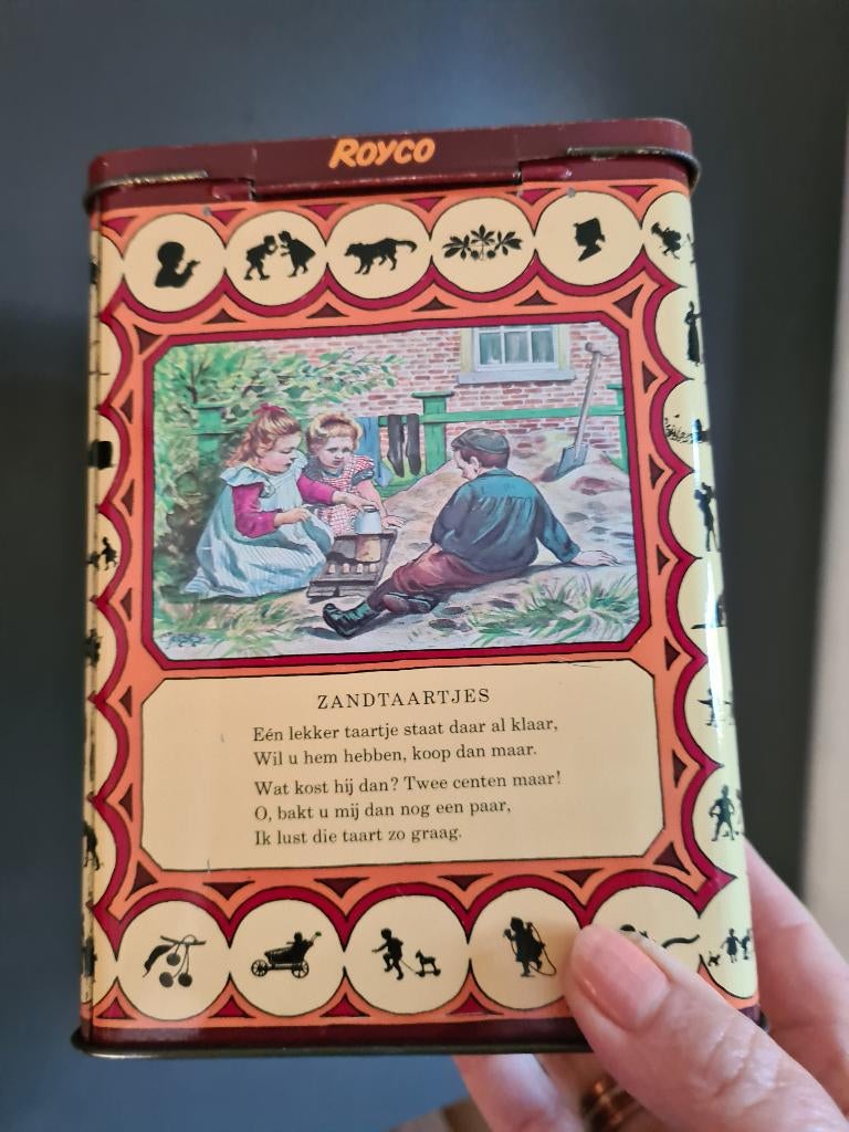 Vintage Royco voorraadblik van Ot en Sien- koffie of koekjes, Verzamelen, Blikken, Ophalen of Verzenden, Gebruikt, Koek(jes), Overige merken