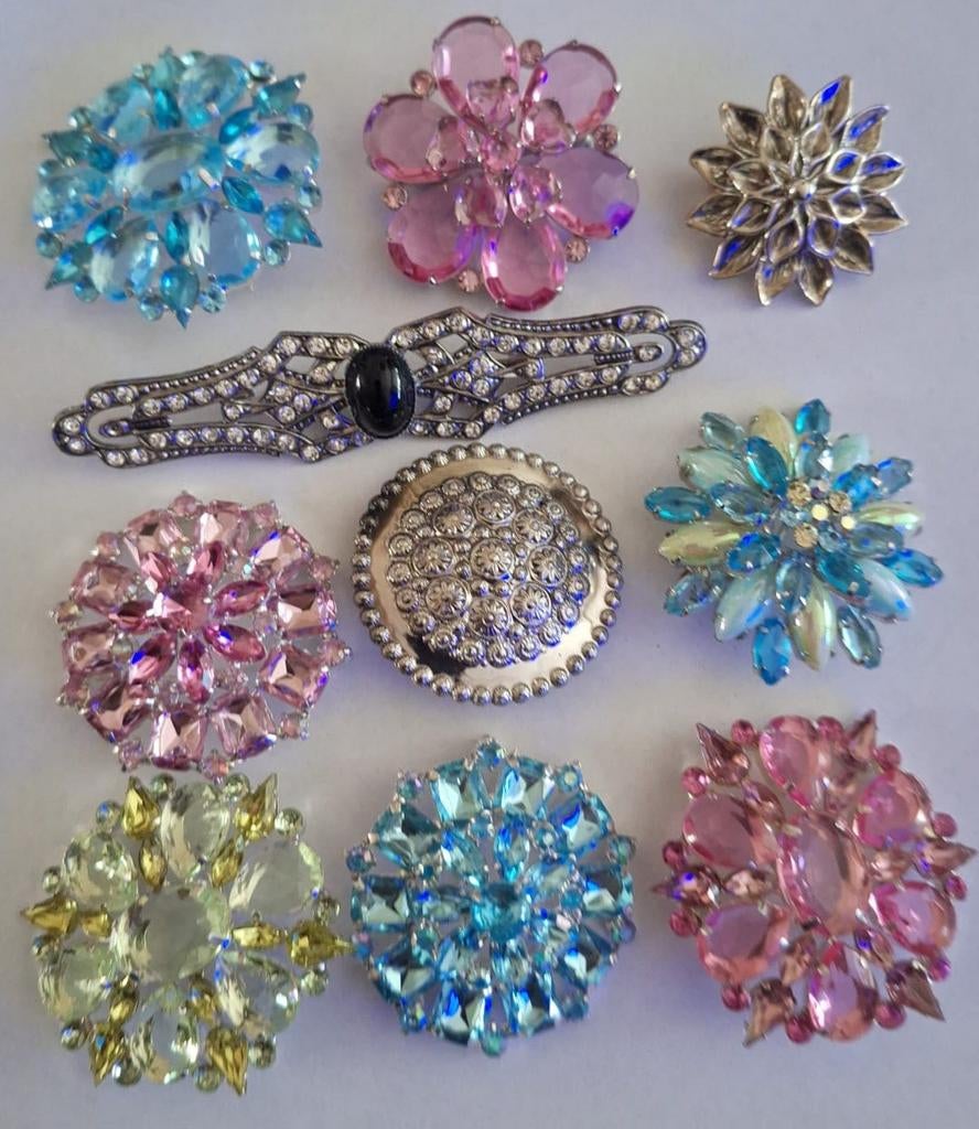 Partij 10 x  vintage broche a, Verzenden, Zo goed als nieuw, Overige typen