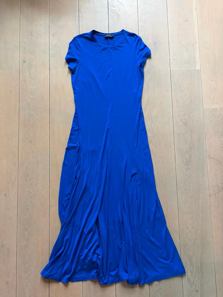 Koningsblauwe L lange maxijurk Polo Ralph Lauren split, Kleding | Dames, Jurken, Ophalen of Verzenden, Zo goed als nieuw, Blauw