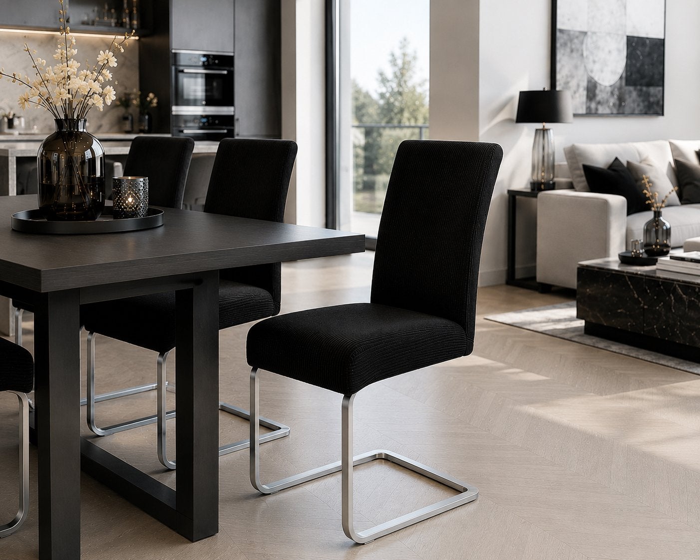 4x eetkamerstoelen, Ophalen, Overige materialen, Gebruikt, Zwart