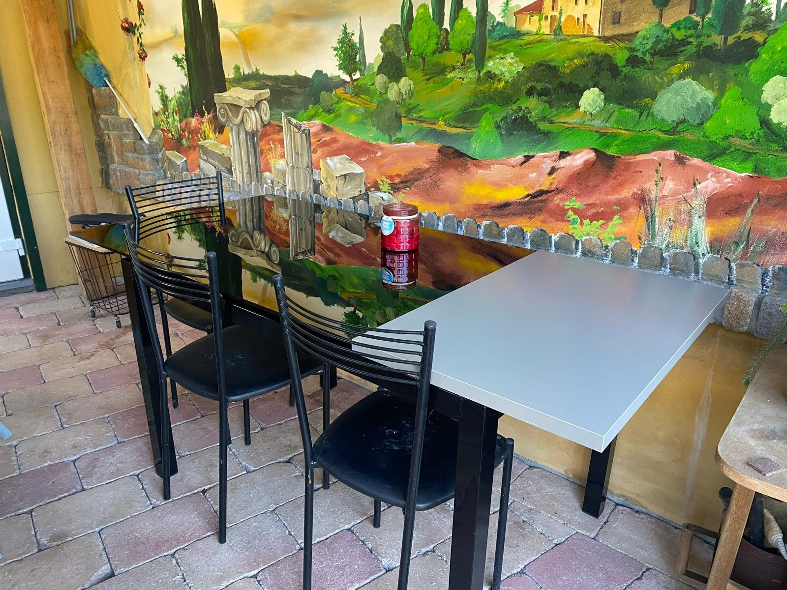 Uitschuifbare zwart glazen eettafel 120/170x80x76cm, Huis en Inrichting, Tafels | Eettafels, Gebruikt, 100 tot 150 cm, Glas, Vier personen