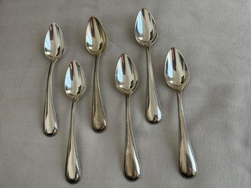 Set van 6 antieke (grote) zilveren koffielepels, Ophalen of Verzenden