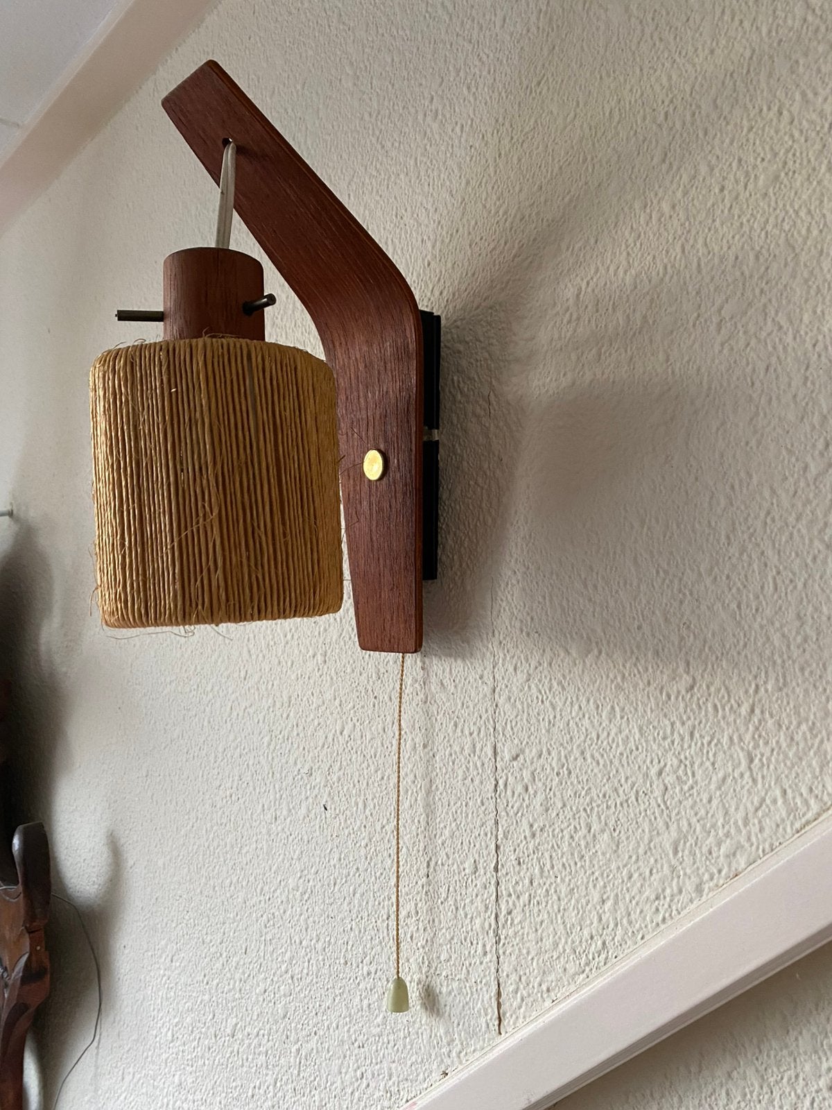 Vintage sisal wandlampje., Ophalen of Verzenden, Zo goed als nieuw