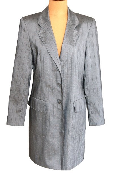 Tuzzi lange blazer, jasje, zilver/grijs, Mt. M, Kleding | Dames, Jasjes, Kostuums en Pakken, Maat 38/40 (M), Verzenden, Zo goed als nieuw